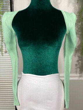 SER.O.YA | Green Shrug Top Ribbed Knit